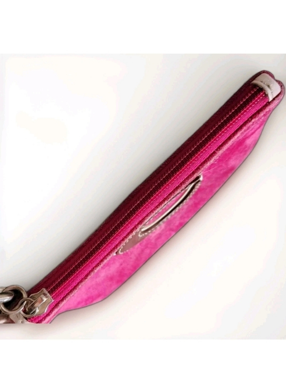 Coach Vintage Pink Suede Wristlet Y2K Varsity C Logo Bag Berry Leatherware 1941 - Picture 6 of 6